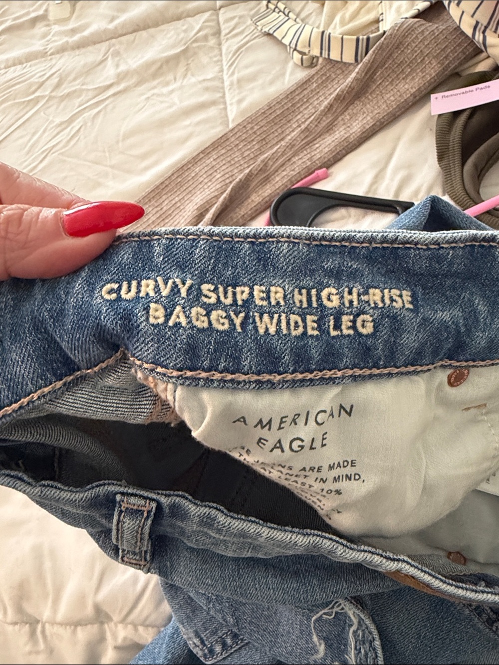 American Eagle curvy super high rise baggy wide leg size 4 R - Picture 7 of 7